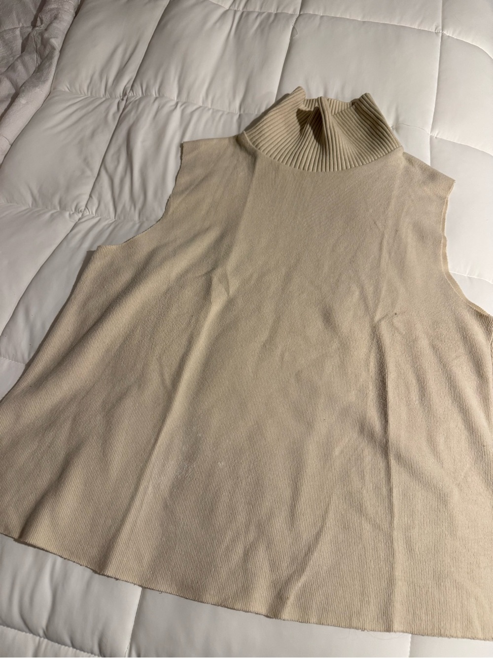 Zara Sleeveless Turtleneck Vest - Cream
